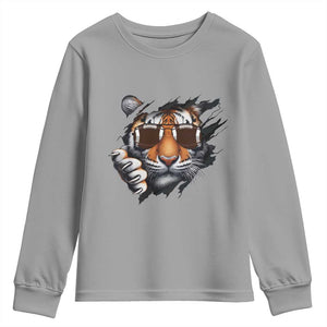 Funny Bengal Tiger Youth Sweatshirt Football Lover Gift TS12 Sport Gray Print Your Wear
