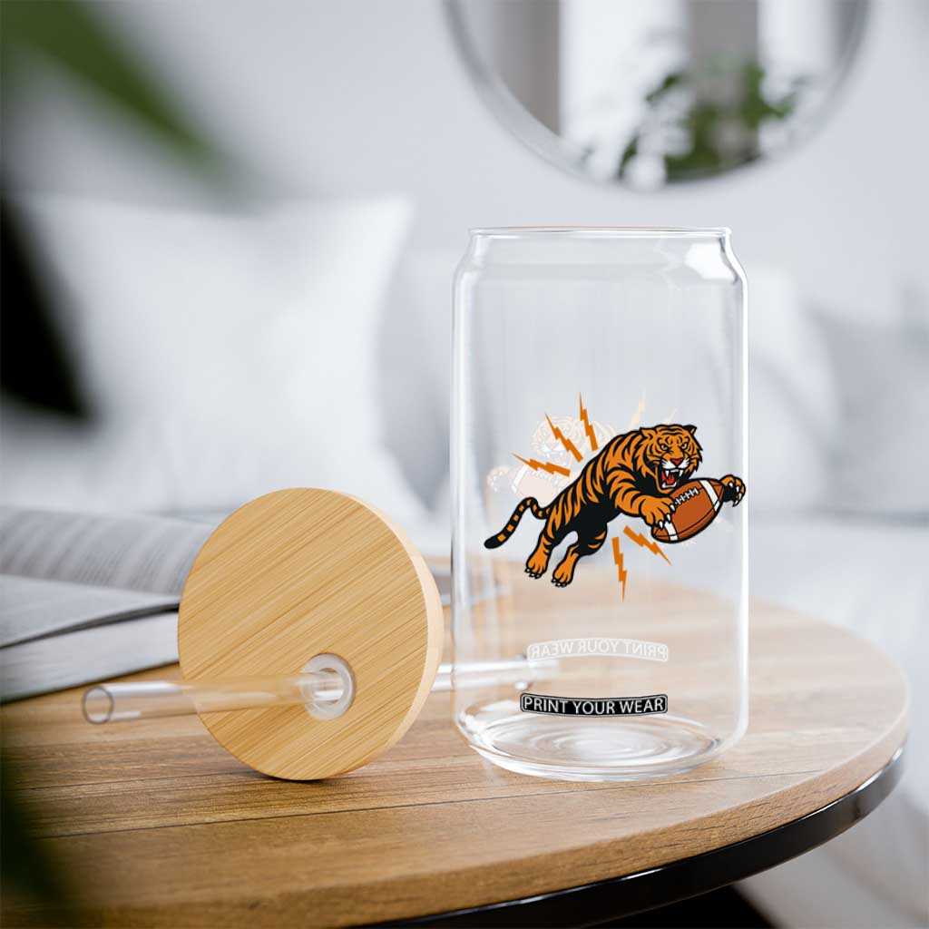 Funny Bengal Tiger Football Glass Can Game Day Jungle Spirit TS12 Print Your Wear