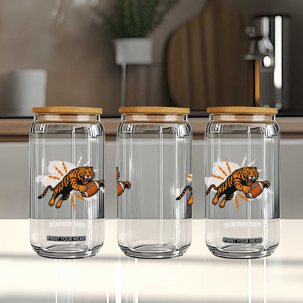 Funny Bengal Tiger Football Glass Can Game Day Jungle Spirit TS12 Print Your Wear