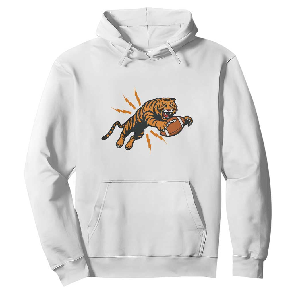 Funny Bengal Tiger Football Hoodie Game Day Jungle Spirit TS12 White Print Your Wear
