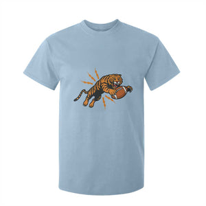 Funny Bengal Tiger Football T Shirt For Kid Game Day Jungle Spirit TS12 Light Blue Print Your Wear