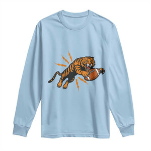 Funny Bengal Tiger Football Long Sleeve Shirt Game Day Jungle Spirit TS12 Light Blue Print Your Wear