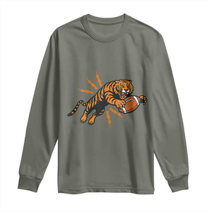 Funny Bengal Tiger Football Long Sleeve Shirt Game Day Jungle Spirit TS12 Military Green Print Your Wear