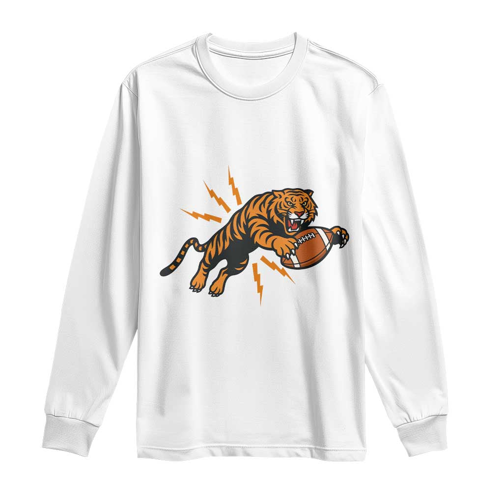 Funny Bengal Tiger Football Long Sleeve Shirt Game Day Jungle Spirit TS12 White Print Your Wear