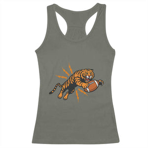 Funny Bengal Tiger Football Racerback Tank Top Game Day Jungle Spirit - Print Your Wear