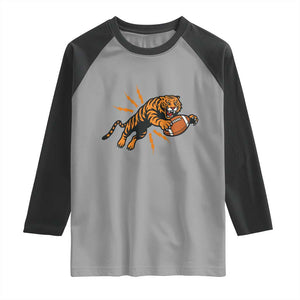 Funny Bengal Tiger Football Raglan Shirt Game Day Jungle Spirit TS12 Sport Gray Black Print Your Wear