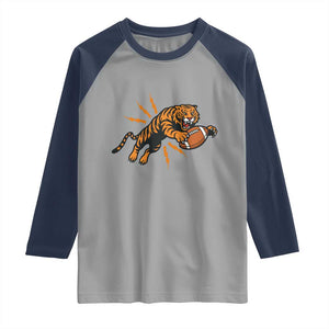 Funny Bengal Tiger Football Raglan Shirt Game Day Jungle Spirit TS12 Sport Gray Navy Print Your Wear