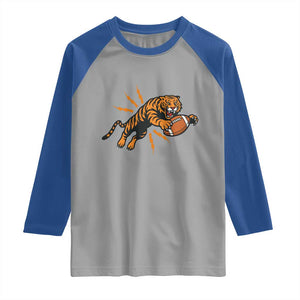 Funny Bengal Tiger Football Raglan Shirt Game Day Jungle Spirit TS12 Sport Gray Royal Print Your Wear