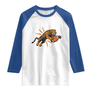 Funny Bengal Tiger Football Raglan Shirt Game Day Jungle Spirit TS12 White Royal Print Your Wear