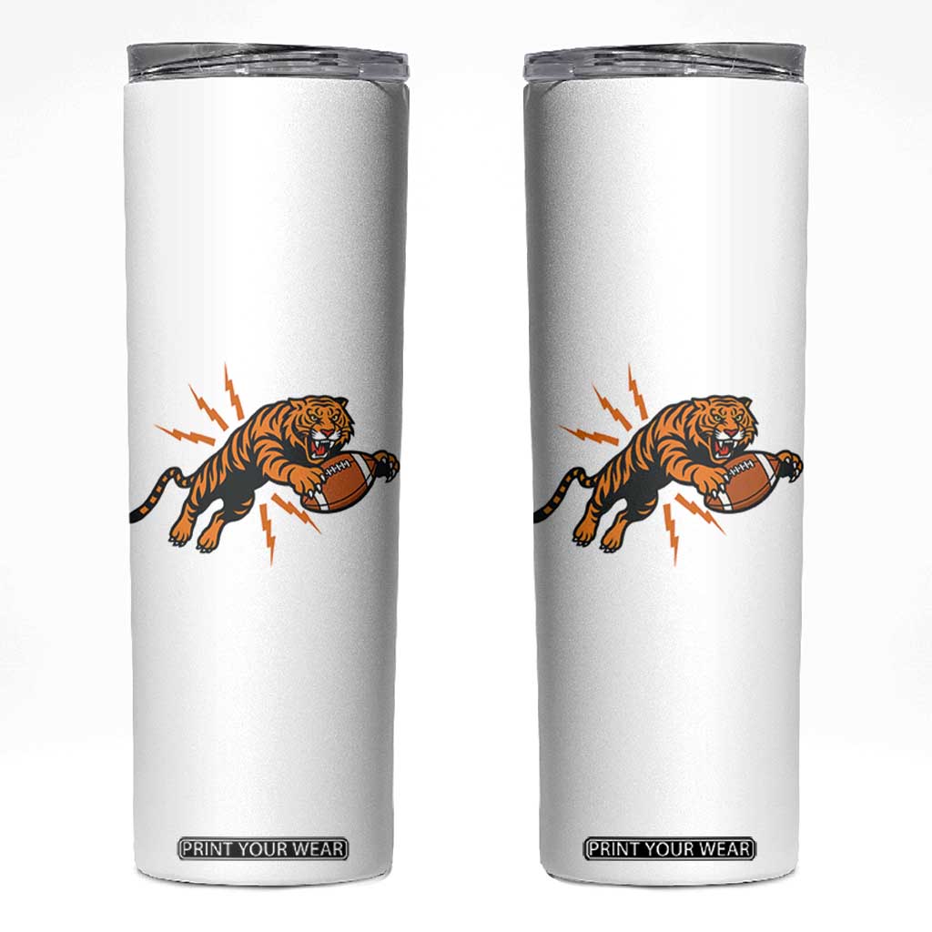 Funny Bengal Tiger Football Skinny Tumbler Game Day Jungle Spirit TS12 White Print Your Wear