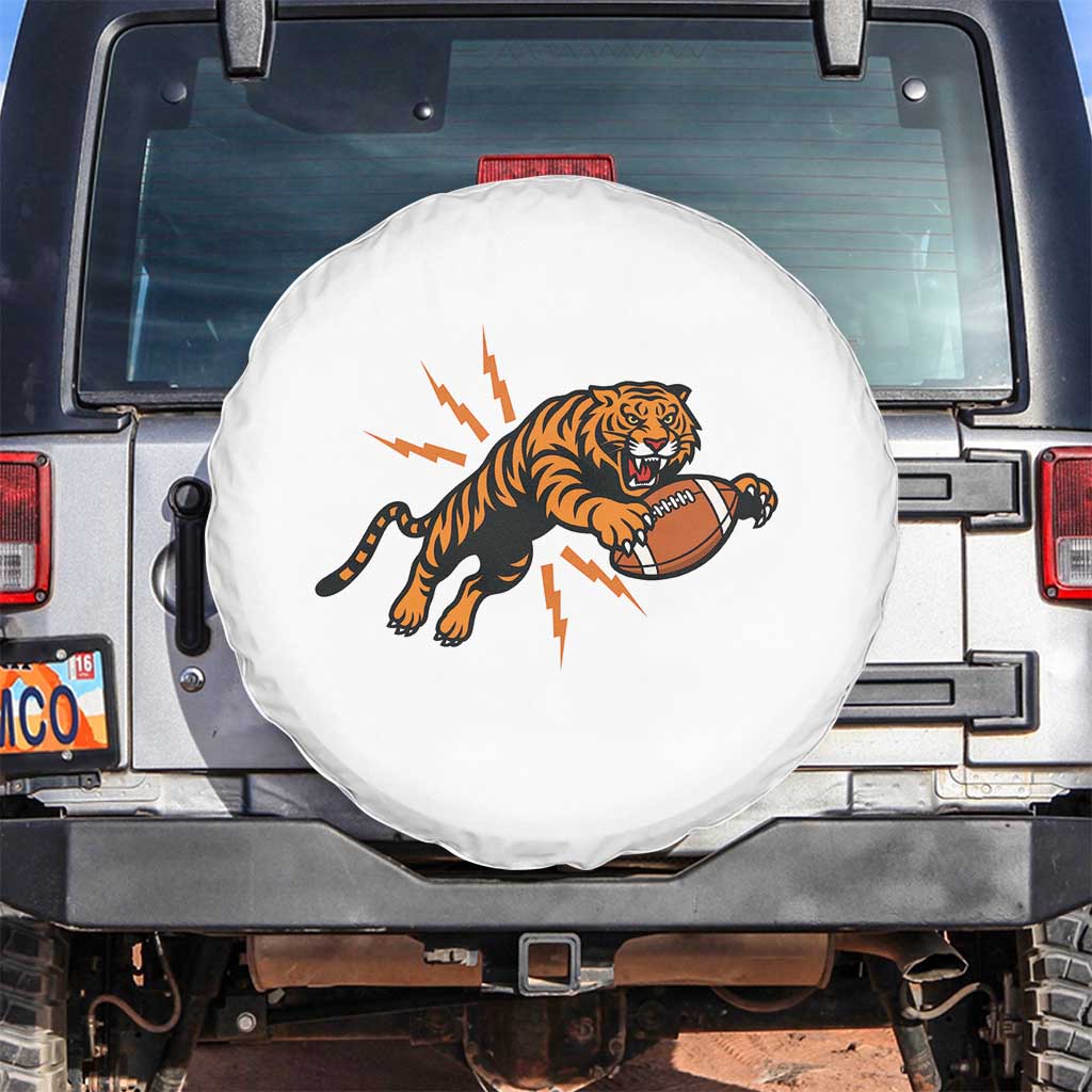 Funny Bengal Tiger Football Spare Tire Cover Game Day Jungle Spirit TS12 No hole White Print Your Wear