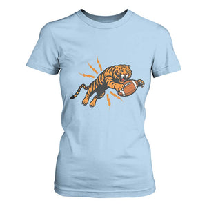 Funny Bengal Tiger Football T Shirt For Women Game Day Jungle Spirit TS12 Light Blue Print Your Wear