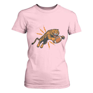 Funny Bengal Tiger Football T Shirt For Women Game Day Jungle Spirit TS12 Light Pink Print Your Wear