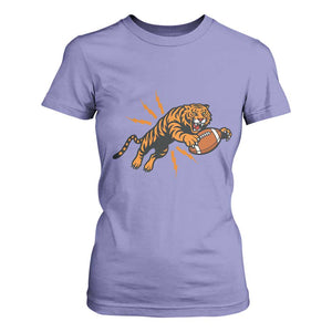 Funny Bengal Tiger Football T Shirt For Women Game Day Jungle Spirit TS12 Violet Print Your Wear