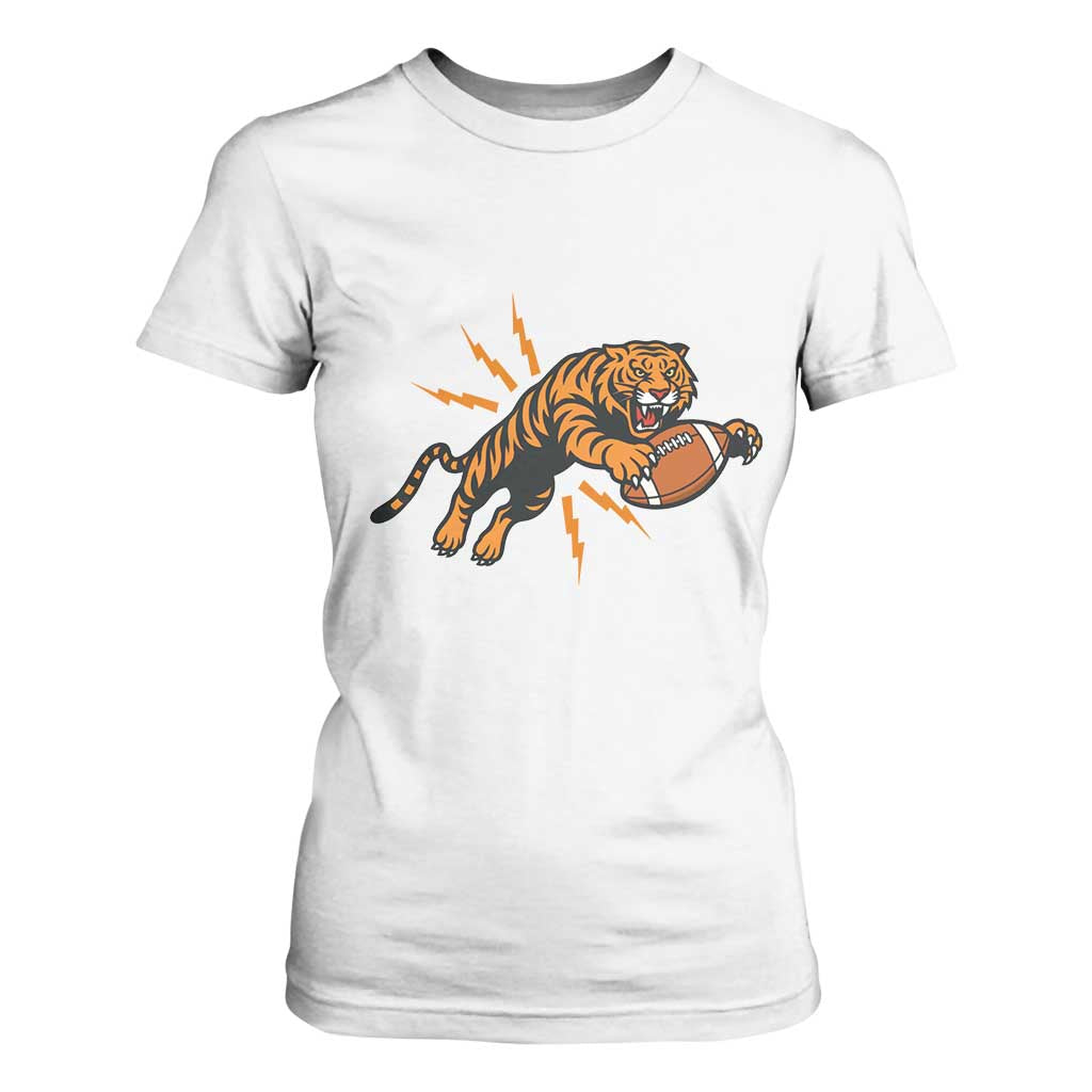 Funny Bengal Tiger Football T Shirt For Women Game Day Jungle Spirit TS12 White Print Your Wear