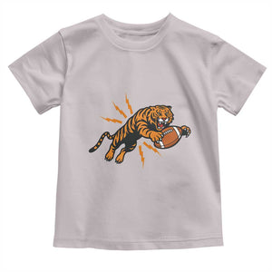 Funny Bengal Tiger Football Toddler T Shirt Game Day Jungle Spirit TS12 Ice Gray Print Your Wear