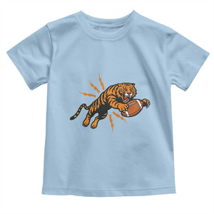 Funny Bengal Tiger Football Toddler T Shirt Game Day Jungle Spirit TS12 Light Blue Print Your Wear