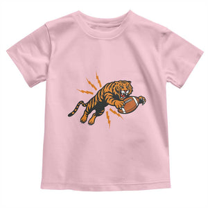 Funny Bengal Tiger Football Toddler T Shirt Game Day Jungle Spirit TS12 Light Pink Print Your Wear