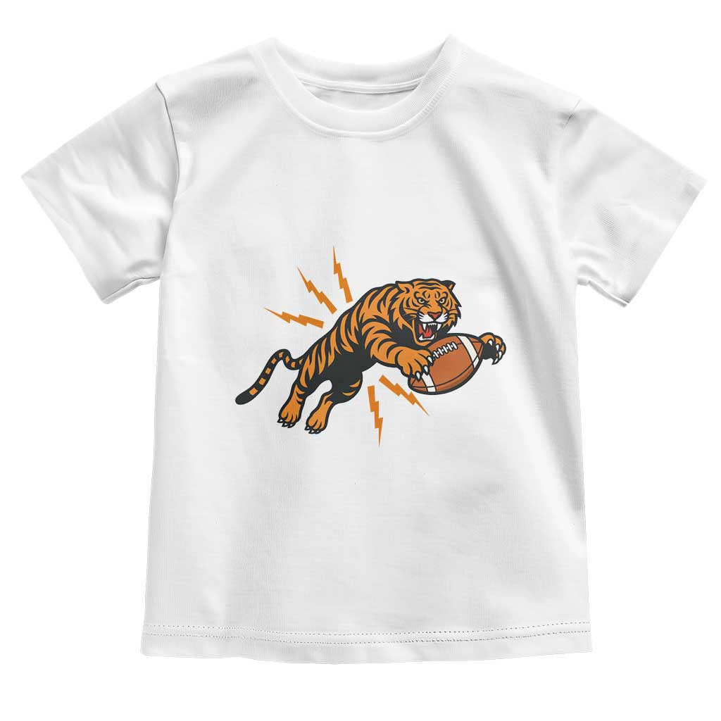 Funny Bengal Tiger Football Toddler T Shirt Game Day Jungle Spirit TS12 White Print Your Wear