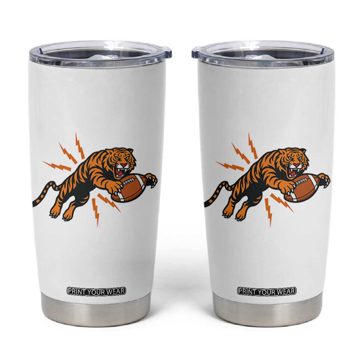 Funny Bengal Tiger Football Tumbler Cup Game Day Jungle Spirit TS12 White Print Your Wear