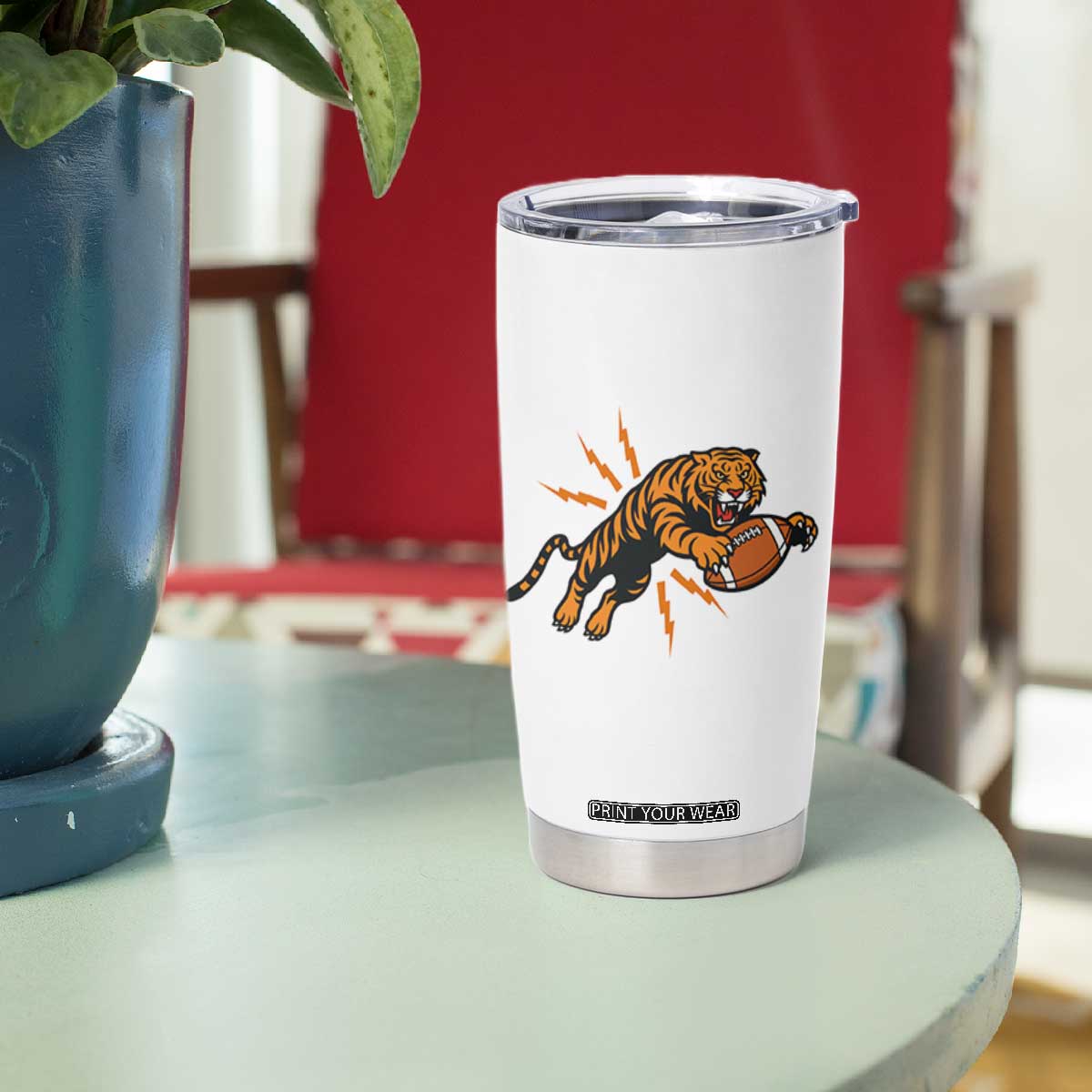 Funny Bengal Tiger Football Tumbler Cup Game Day Jungle Spirit - Print Your Wear