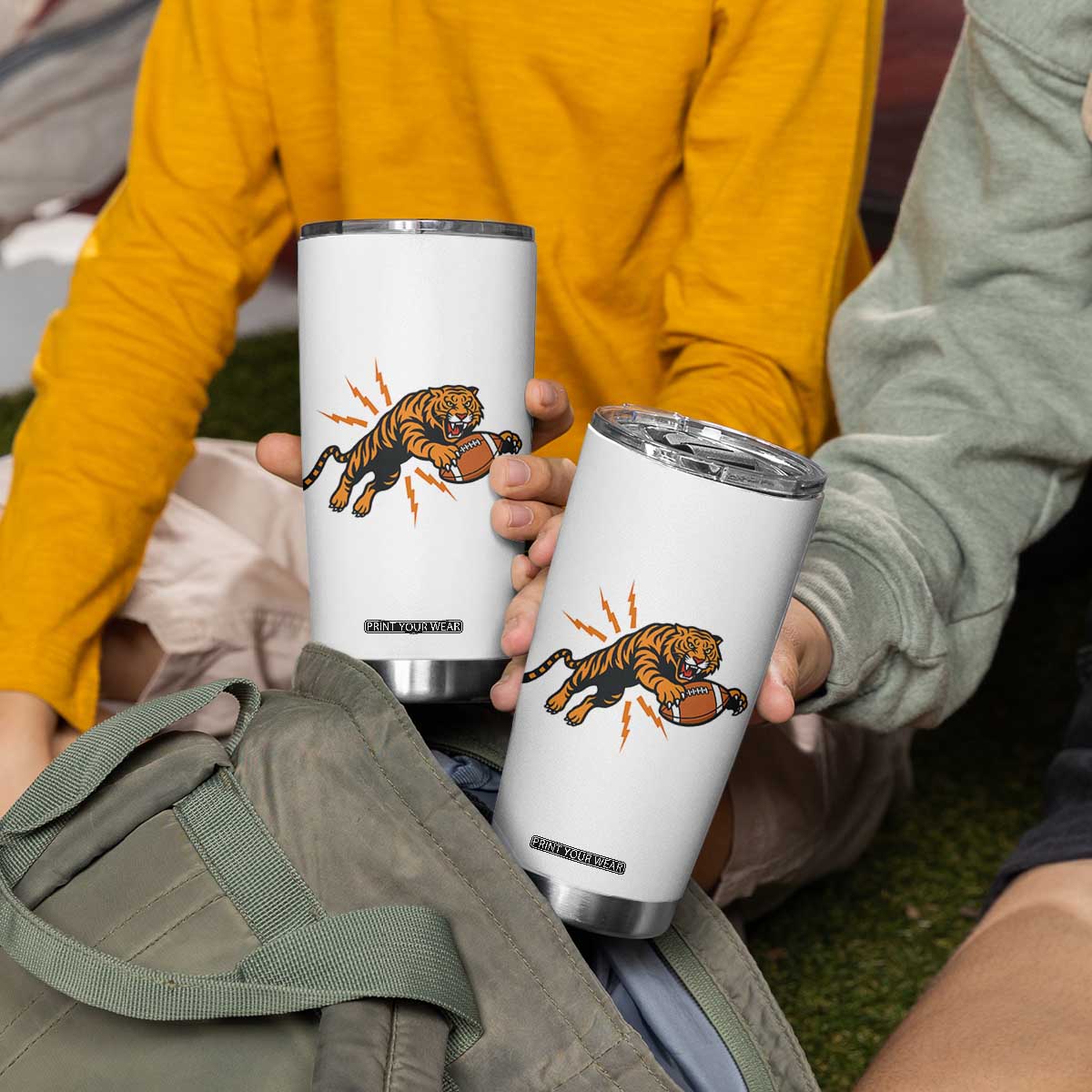 Funny Bengal Tiger Football Tumbler Cup Game Day Jungle Spirit - Print Your Wear