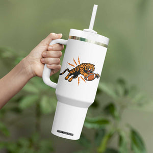 Funny Bengal Tiger Football Tumbler With Handle Game Day Jungle Spirit TS12 Print Your Wear