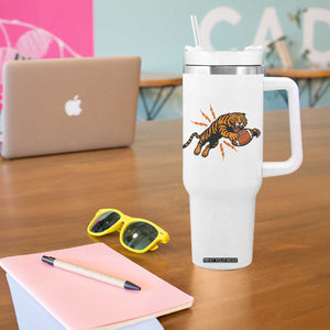 Funny Bengal Tiger Football Tumbler With Handle Game Day Jungle Spirit TS12 Print Your Wear