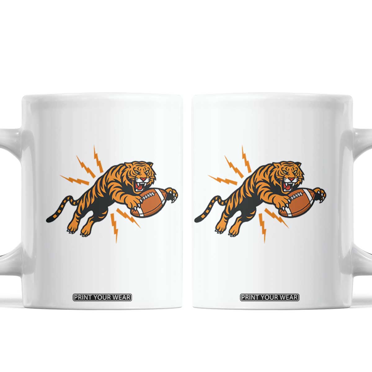 Funny Bengal Tiger Football Coffee Mug Game Day Jungle Spirit TS12 White Print Your Wear