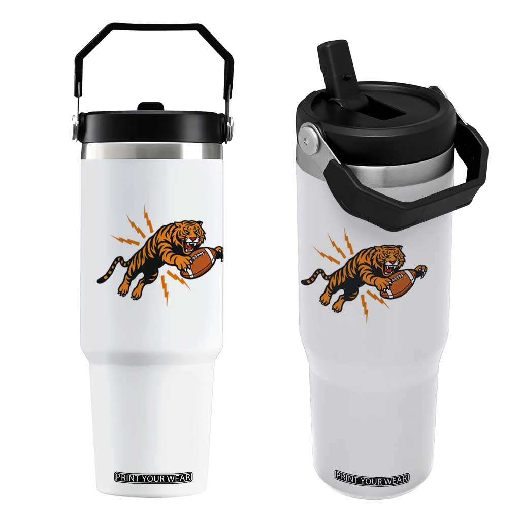 Funny Bengal Tiger Football Flip Straw Tumbler Game Day Jungle Spirit TS12 One Size: 30 oz White Print Your Wear