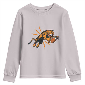 Funny Bengal Tiger Football Youth Sweatshirt Game Day Jungle Spirit TS12 Ice Gray Print Your Wear