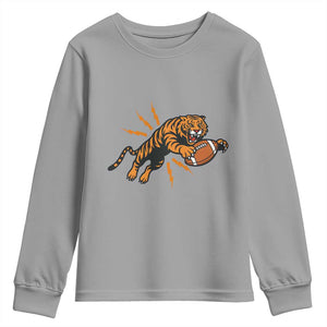 Funny Bengal Tiger Football Youth Sweatshirt Game Day Jungle Spirit TS12 Sport Gray Print Your Wear