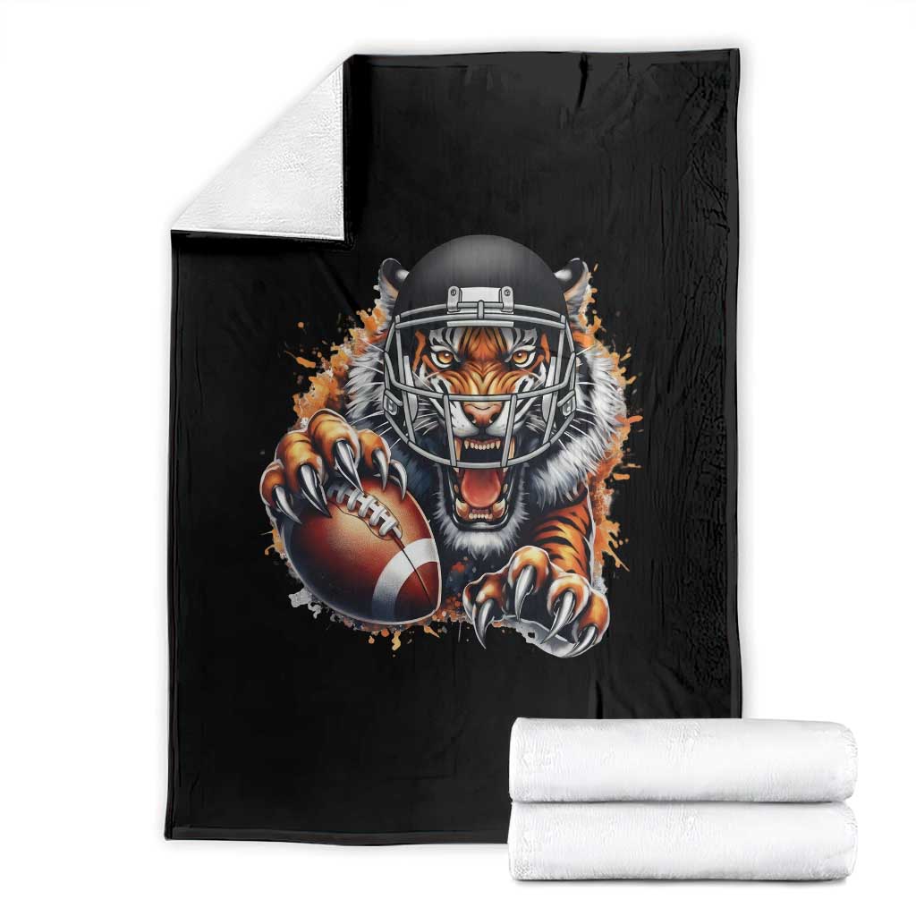 Funny Bengal Tiger With Helmet Throw Blanket Football Lover Gift TS12 Black Print Your Wear
