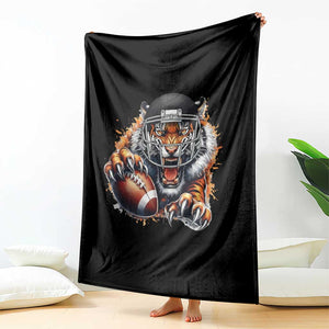 Funny Bengal Tiger With Helmet Throw Blanket Football Lover Gift TS12 Print Your Wear