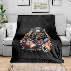 Funny Bengal Tiger With Helmet Throw Blanket Football Lover Gift TS12 Print Your Wear