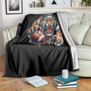 Funny Bengal Tiger With Helmet Throw Blanket Football Lover Gift TS12 Print Your Wear