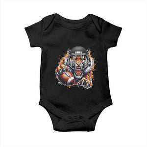 Funny Bengal Tiger With Helmet Baby Onesie Football Lover Gift TS12 Black Print Your Wear