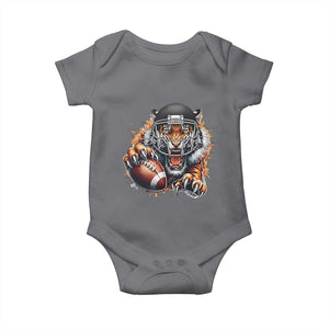 Funny Bengal Tiger With Helmet Baby Onesie Football Lover Gift TS12 Charcoal Print Your Wear