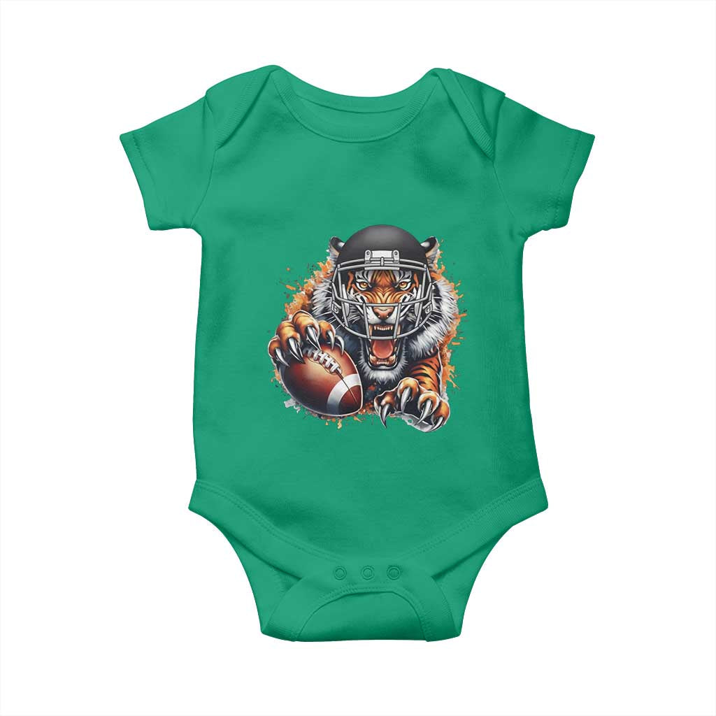 Funny Bengal Tiger With Helmet Baby Onesie Football Lover Gift TS12 Irish Green Print Your Wear