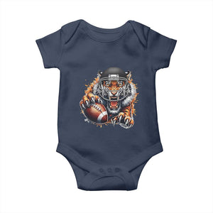 Funny Bengal Tiger With Helmet Baby Onesie Football Lover Gift TS12 Navy Print Your Wear