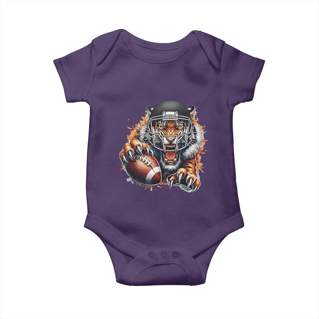 Funny Bengal Tiger With Helmet Baby Onesie Football Lover Gift TS12 Purple Print Your Wear