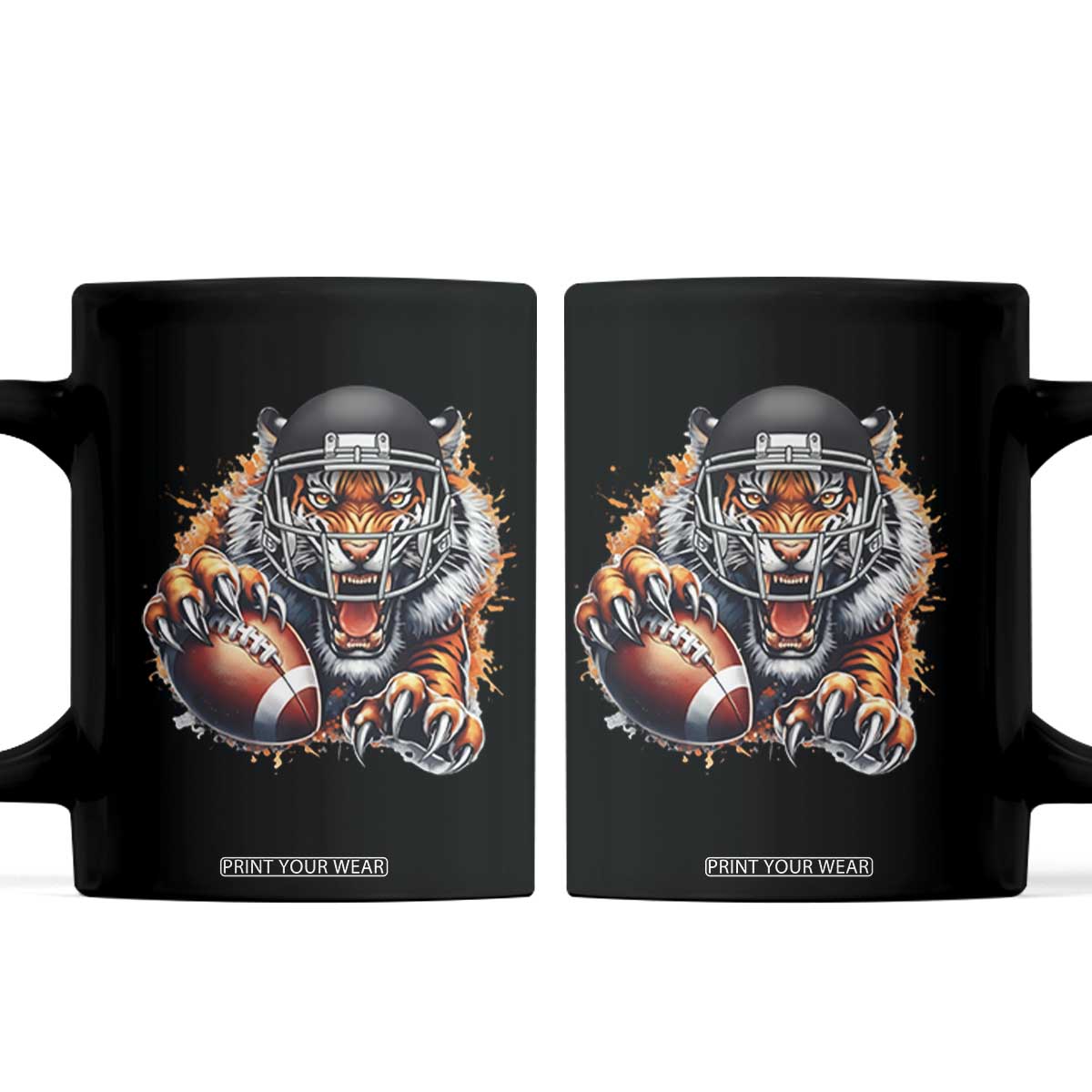 Funny Bengal Tiger With Helmet Coffee Mug Football Lover Gift TS12 Black Print Your Wear
