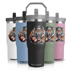 Funny Bengal Tiger With Helmet Flip Straw Tumbler Football Lover Gift TS12 Print Your Wear