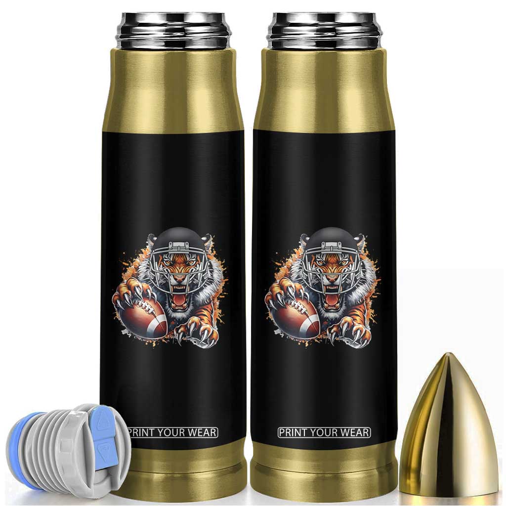 Funny Bengal Tiger With Helmet Bullet Tumbler Football Lover Gift TS12 Black Print Your Wear