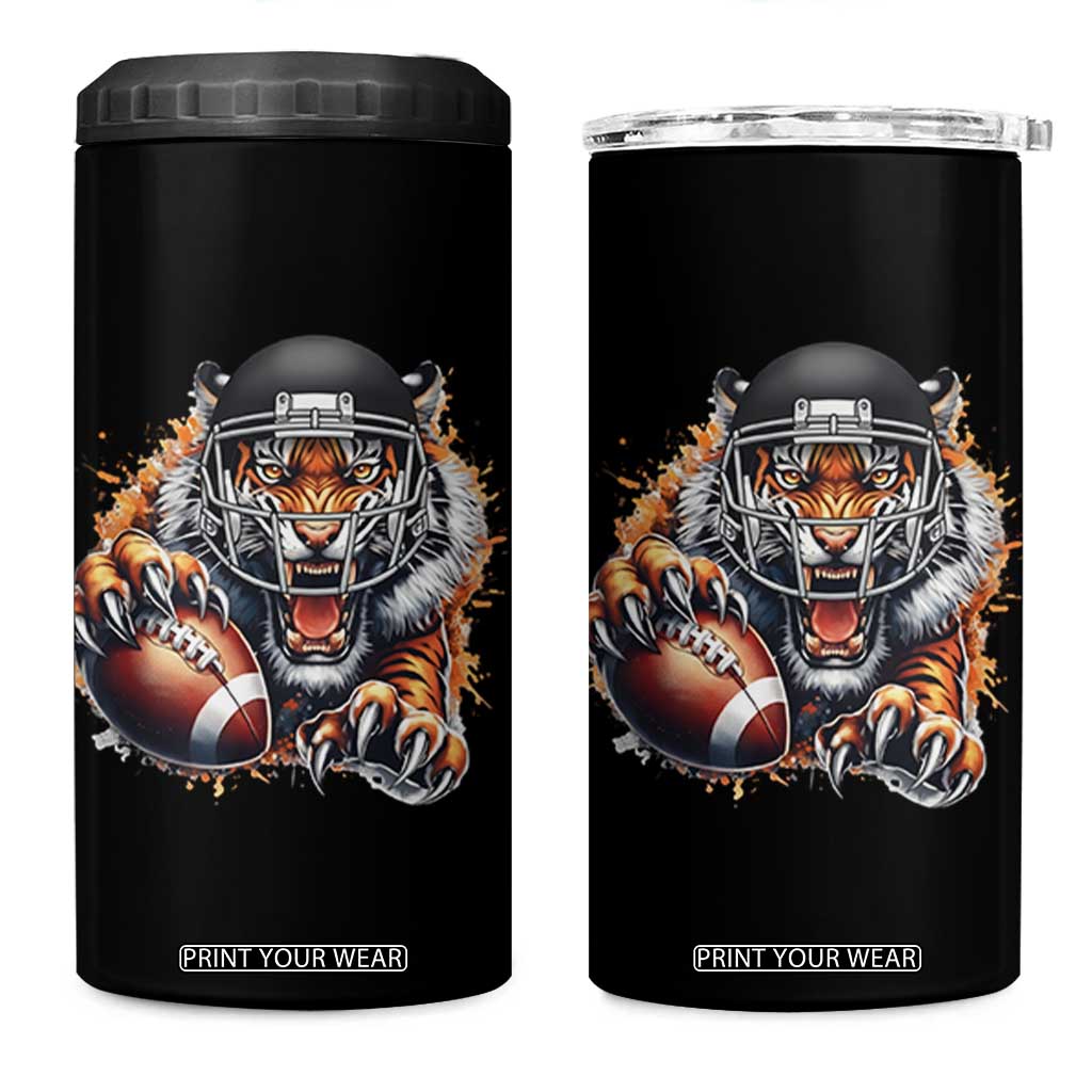 Funny Bengal Tiger With Helmet 4 in 1 Can Cooler Tumbler Football Lover Gift TS12 One Size: 16 oz Black Print Your Wear