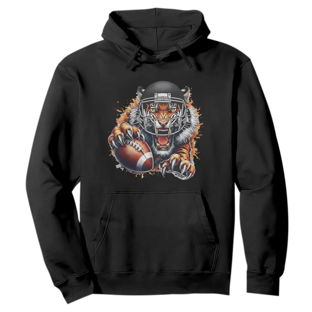 Funny Bengal Tiger With Helmet Hoodie Football Lover Gift TS12 Black Print Your Wear