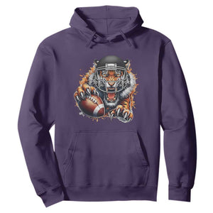 Funny Bengal Tiger With Helmet Hoodie Football Lover Gift TS12 Purple Print Your Wear