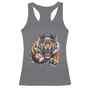 Funny Bengal Tiger With Helmet Racerback Tank Top Football Lover Gift - Print Your Wear