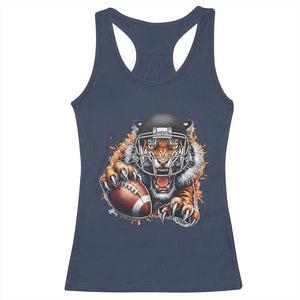 Funny Bengal Tiger With Helmet Racerback Tank Top Football Lover Gift - Print Your Wear