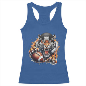 Funny Bengal Tiger With Helmet Racerback Tank Top Football Lover Gift - Print Your Wear